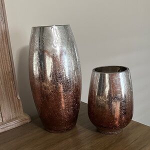 Elegant Silver and Copper Vase Set